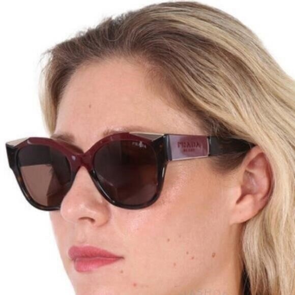 💯- Authentic New Dark Brown Cat Eye Ladies Sunglasses PR 02WSF 07C0D1 56","desc - Picture 1 of 12